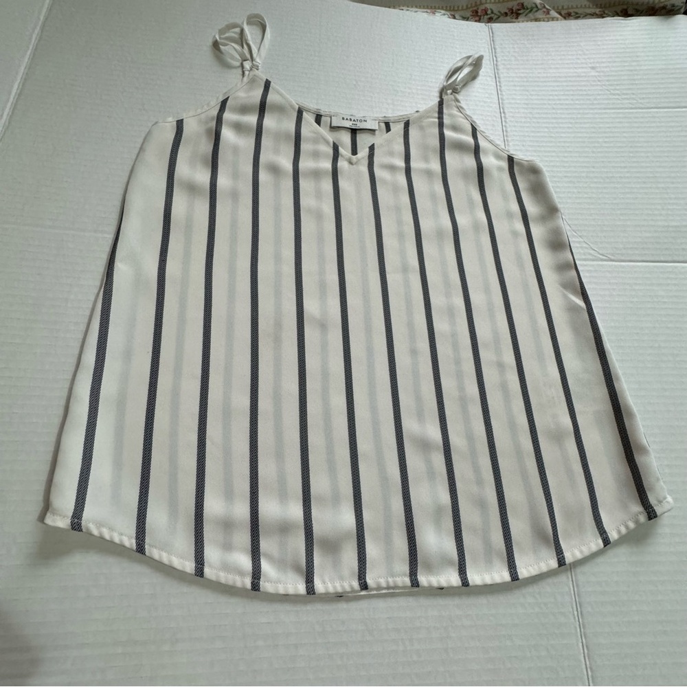 Babaton sleeveless top with adjustable stripes. EUC